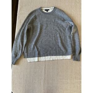 J. Crew Women's Merino Wool Sweater Oversized Side Slit Gray Crew neck XS